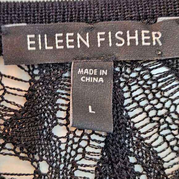 Eileen Fisher Black Crochet Lace Sleeveless Midi Dress Large Romantic Coqette - Picture 11 of 14